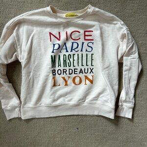 Anthropologie Maeve Phthalo Ruth Sweatshirt S Cities Graphic Oversized Paris
